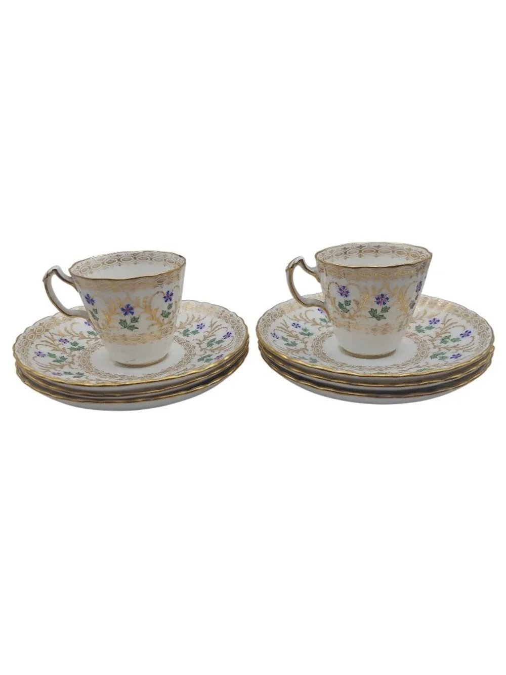 Wedgwood Demitasse Cup Saucer Set Expresso Floral Gold Trim England Vintage 4728